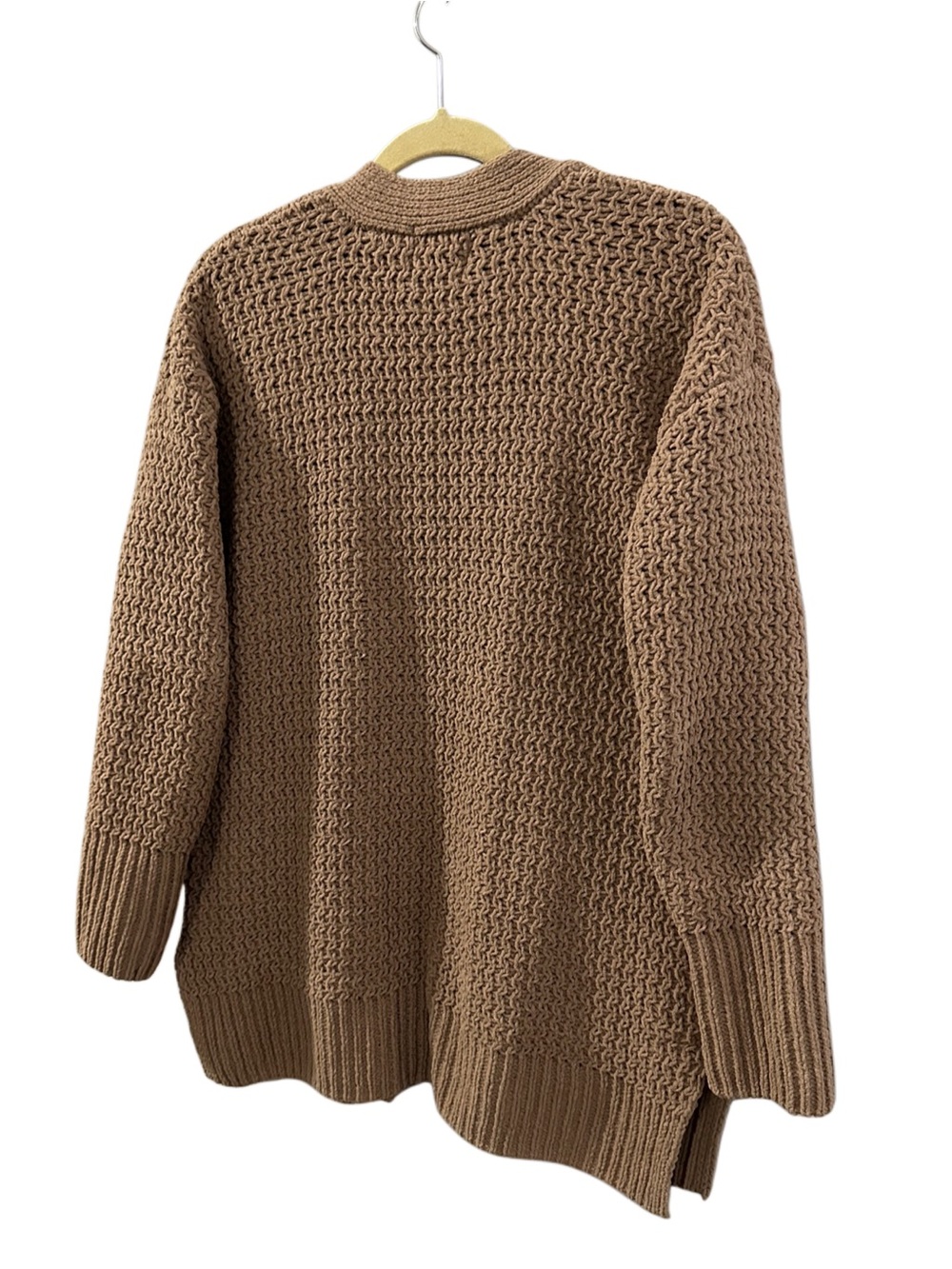 Pink Rose Chunky Knit Open Front Cardigan Sweater Brown Relaxed Fit Women’s M - Picture 4 of 8